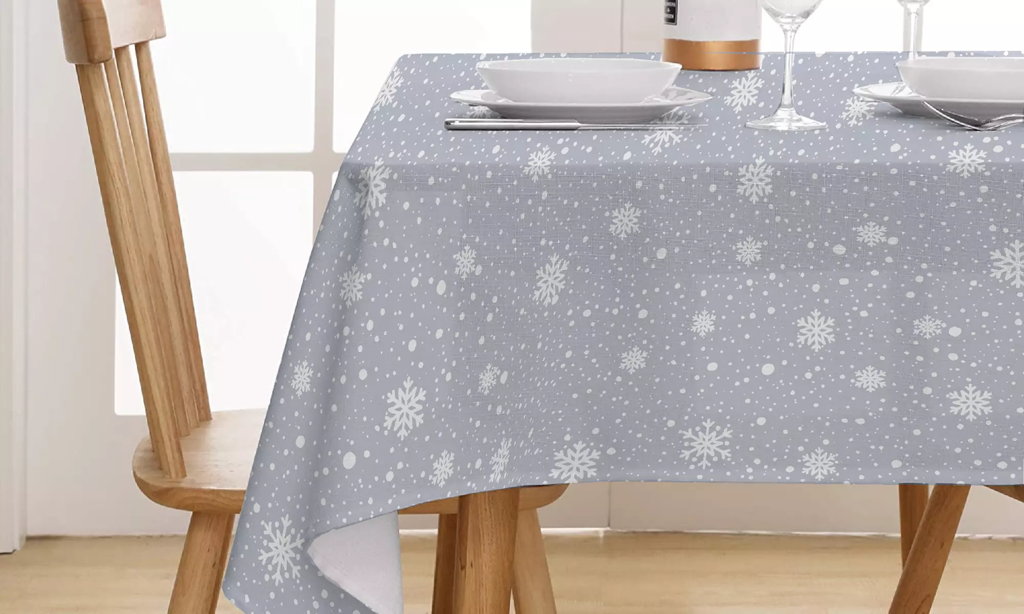 Baumwoll-Tischdecke mit weihnachtlichem Muster