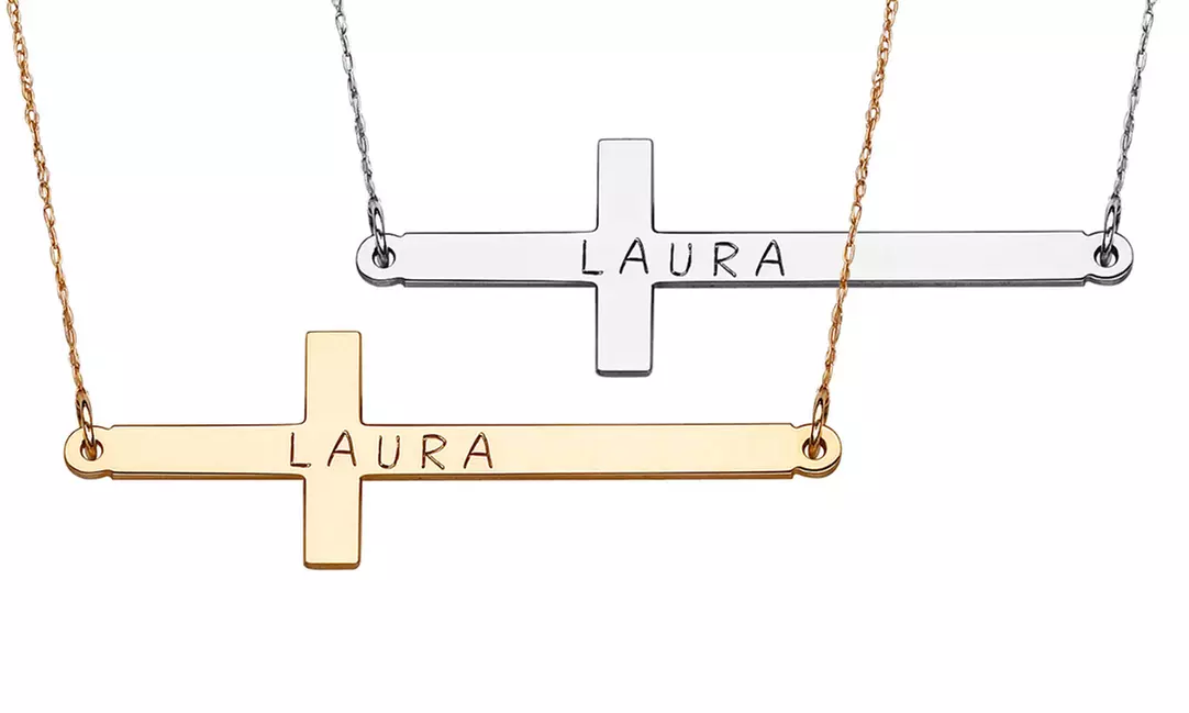 One or Two Personalized Sterling Cross Necklaces from Limogés Jewelry (Up to 65% Off) - Primary Image