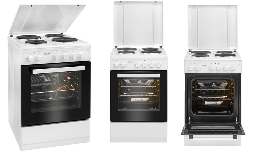 Image 4: Cuisinière électrique blanche 4 plaques et four de 48 L Bomann 