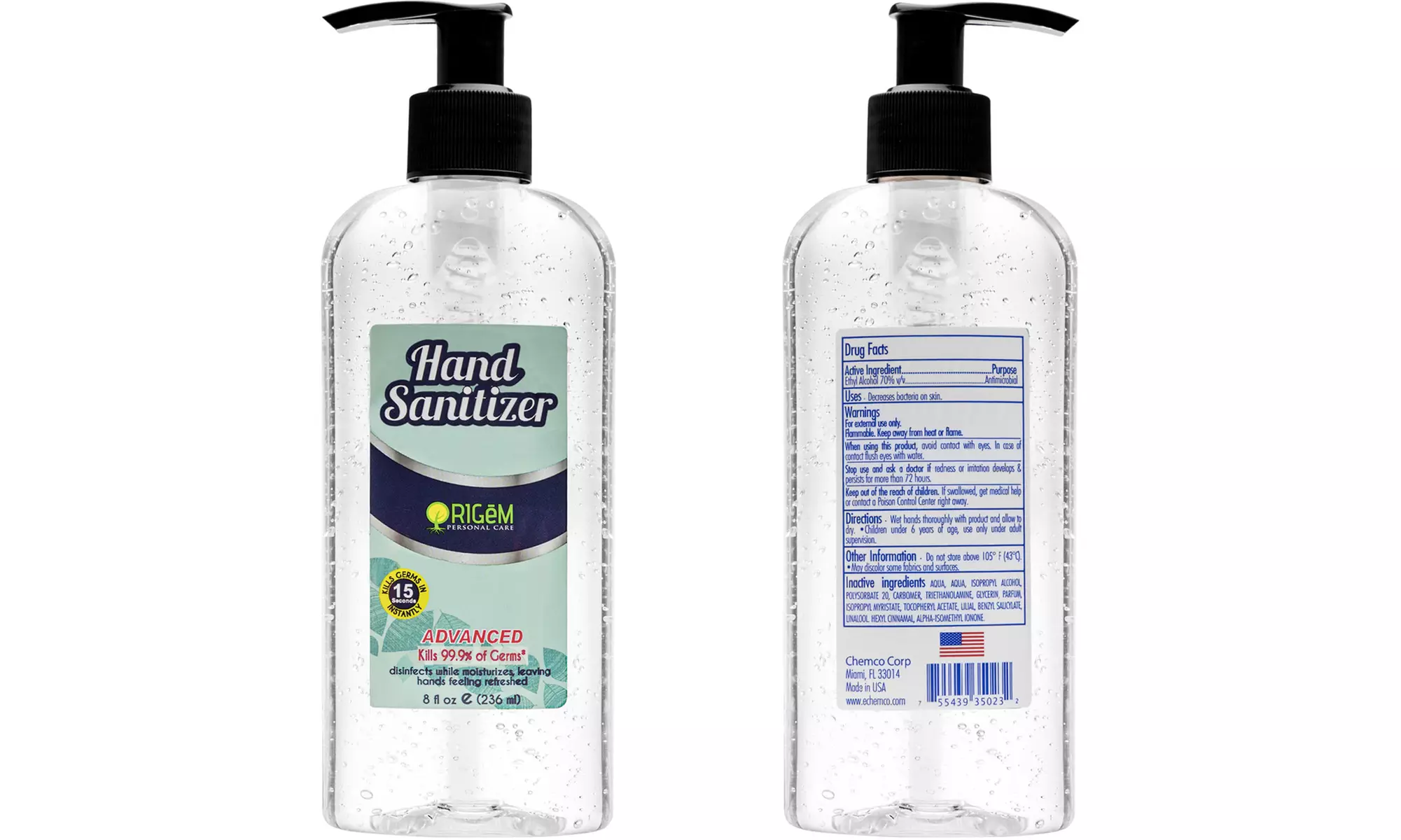 Antibacterial Hand Sanitizer Gel with Hand Pump - 70% Ethyl Alcohol (8 Fl. Oz.) - Second Medium