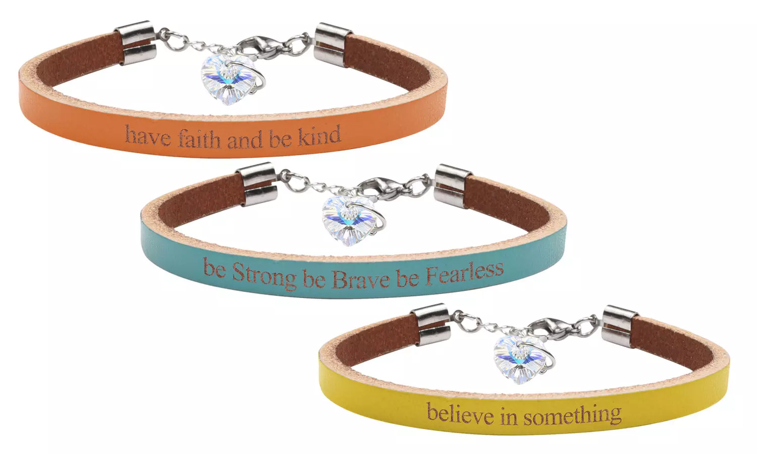 Genuine Leather Inspirational Bracelet Made With Crystals From Swarovski by Pink Box - Primary Image