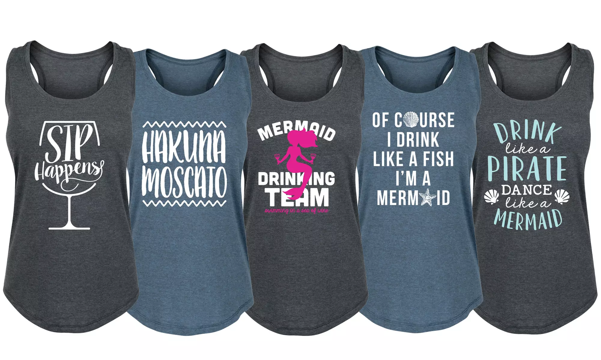 Women's Save Water Drink Wine Tanks. Plus Sizes Available. - Primary Image