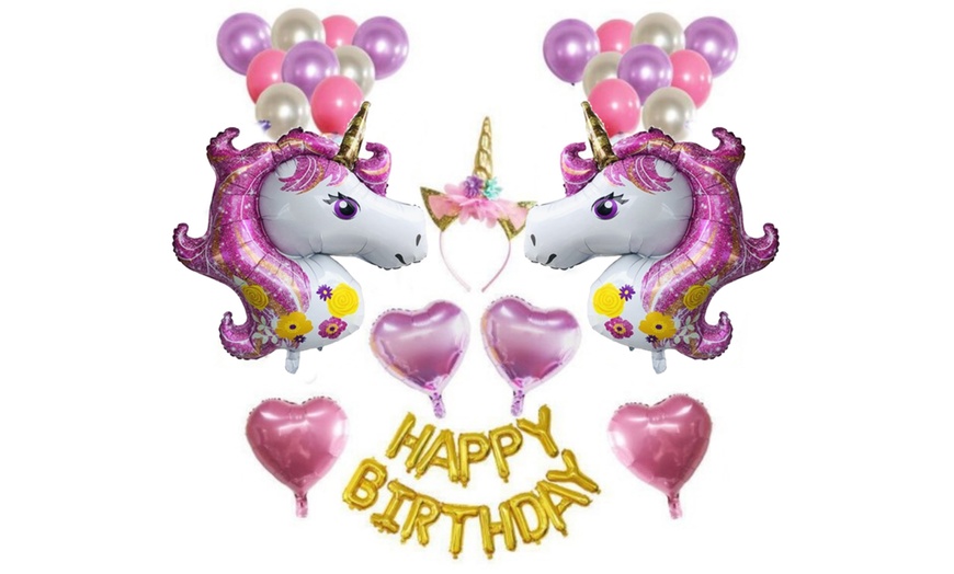 Image 5: Unicorn Balloon Party Set