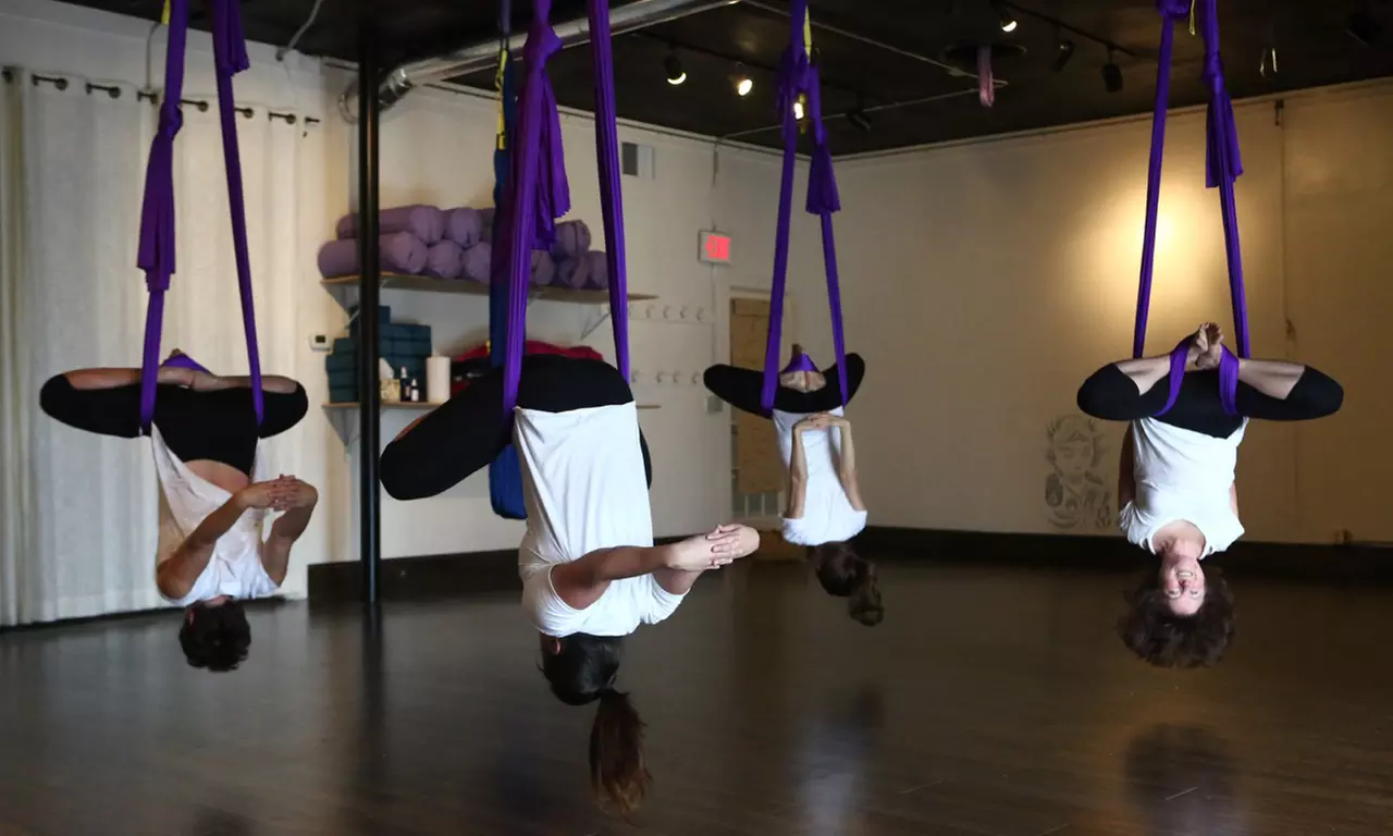 $59 for One Month of Unlimited Aerial Yoga Classes at Glow Aerial Yoga ($115 Value)  - Primary Image