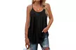 Women's Pleated Spaghetti Strap Tank Tops – Loose Fit, Casual Blouse in Green, Grey, Black, White & Blue - Second Medium
