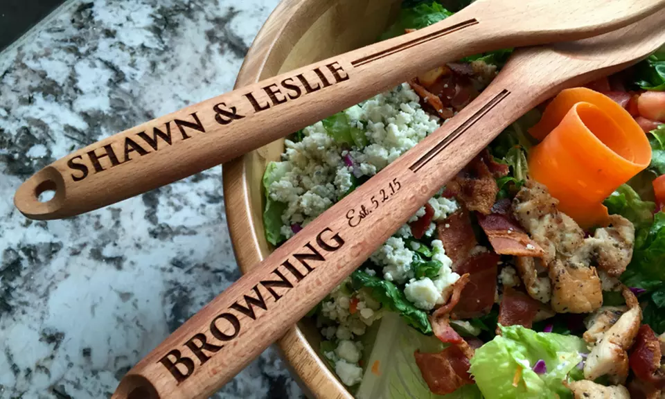 Personalized Decorative Wooden Spoon and Fork Set (Up to 89% Off) - Second Medium