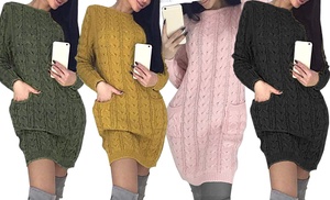 Cable Knit Pocket Jumper Dress