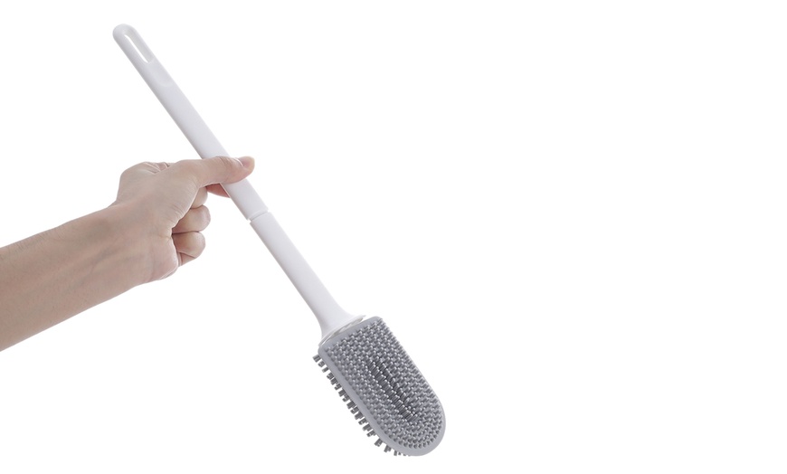 Image 6: Silicone Flexible Toilet Brush with Holder