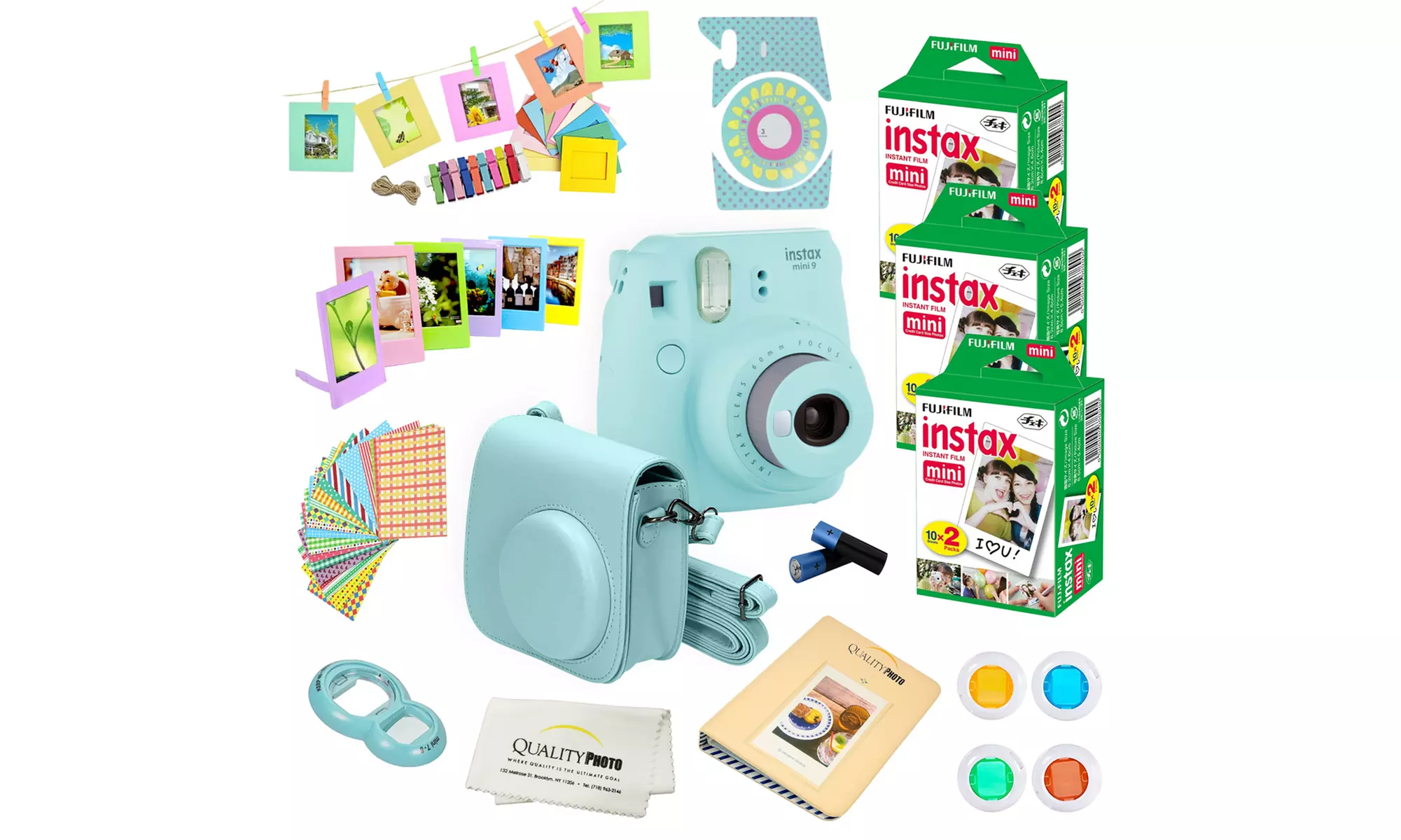Fujifilm Instax Mini 9 Instant Camera and Accessories Set (27-Piece) with 60 Film Sheets - Primary Image