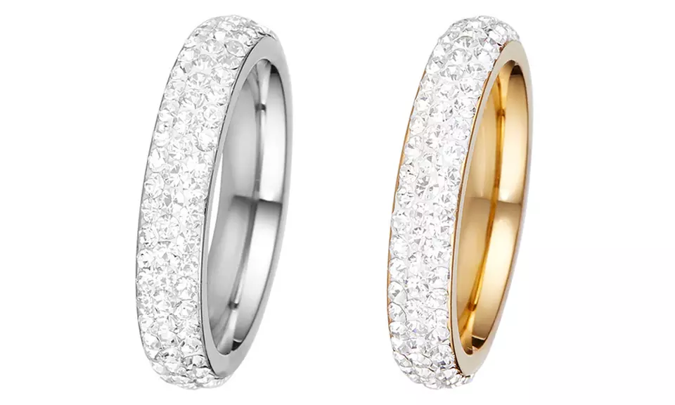 1x oder 2x Ring in Silber oder Gold verziert mit Kristallen - Primary Image