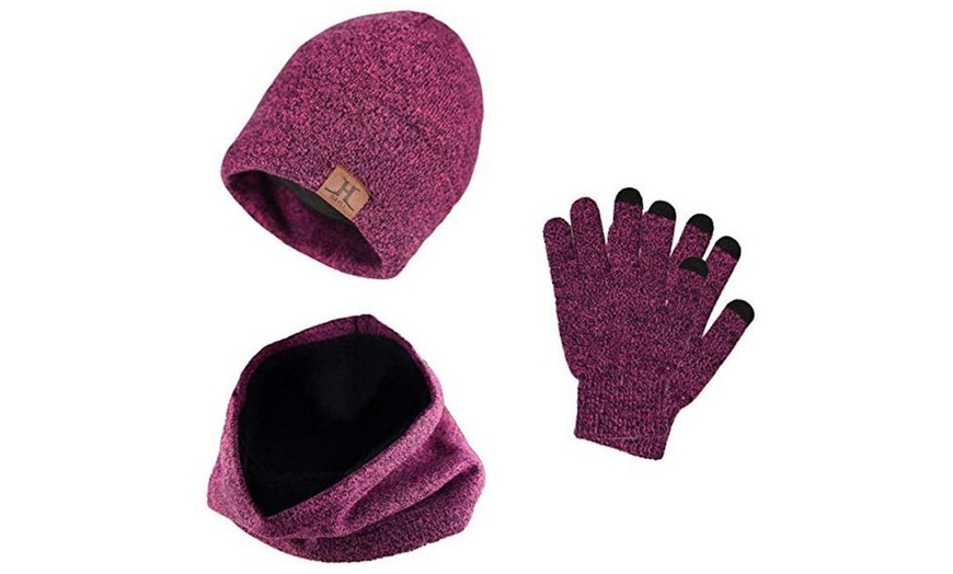 Image 14: 1x oder 2x 3-tlg. Set aus Wintermütze, Schal & Touchscreen-Handschuhen