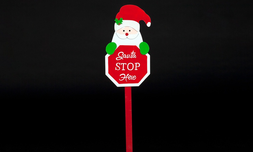 Image 2: Santa Stop Here Garden Stake