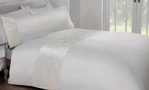 Floral Leaf Velvet Cuff Panel Duvet Set