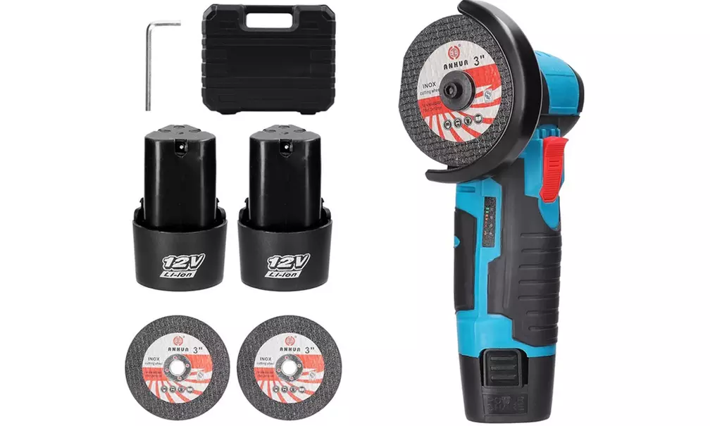 Wiederaufladbarer Mini-Winkelschleifer mit 2 Akkus und Koffer