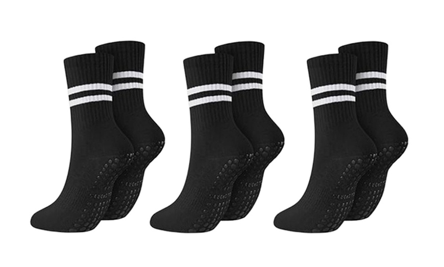 Image 3: Three Packs of Slip-Resistant Workout Socks