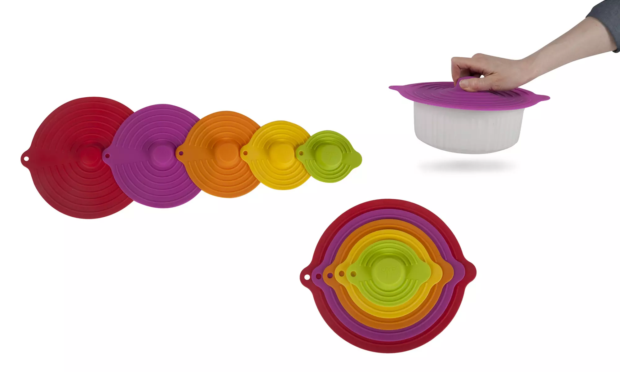 Core Kitchen Heat-Safe Silicone Suction Lids (Set of 5) - Primary Image