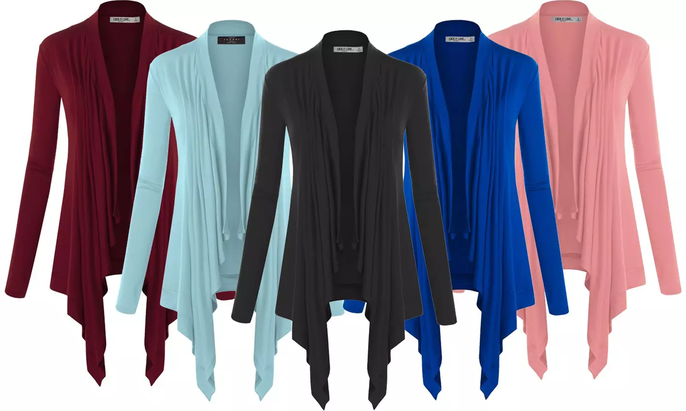 Made by Johnny Women's Basic Draped Long Sleeve Open Front Knit Cardigan