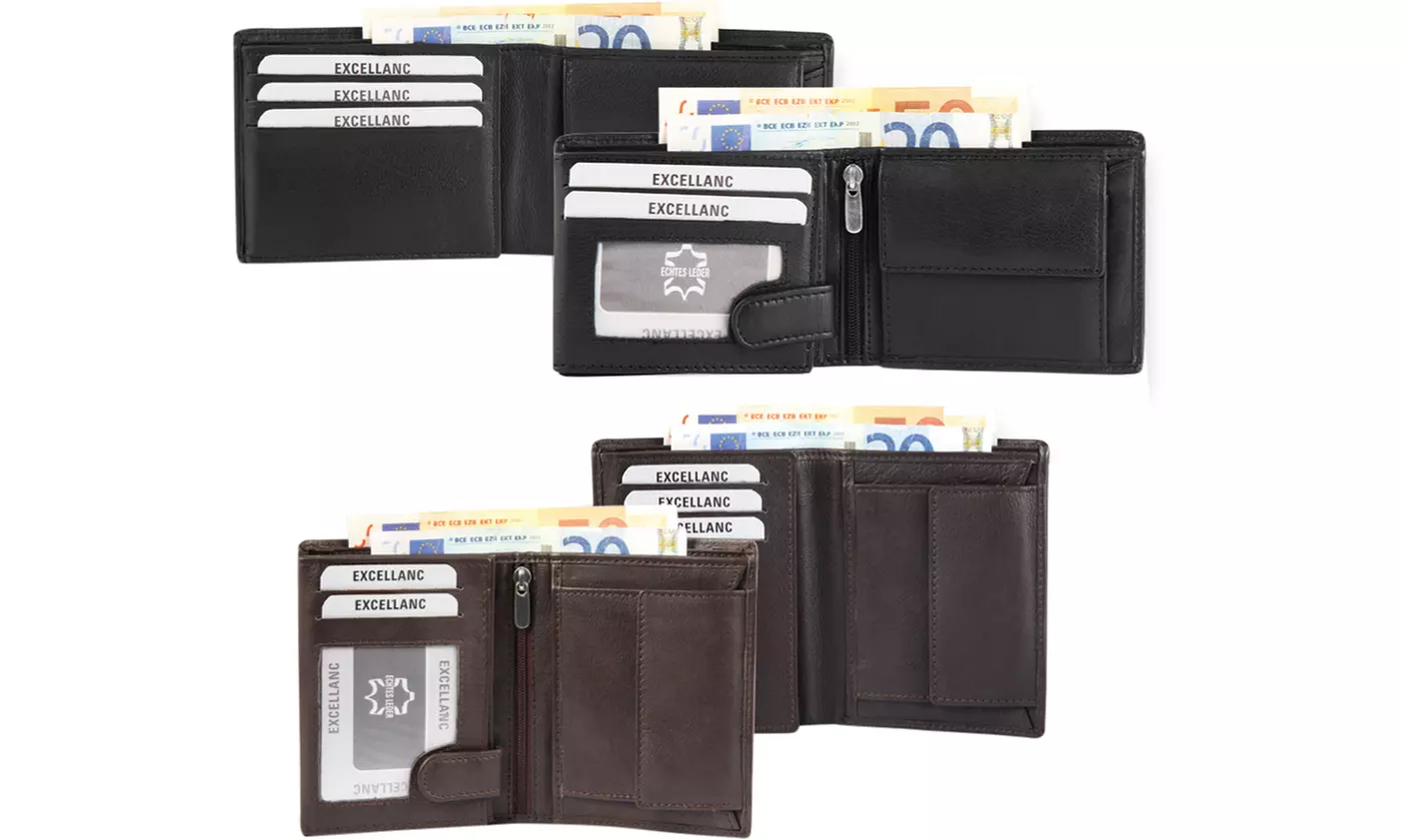 Lot de 1, 2 ou 3 portefeuilles unisexes en cuir Excellanc - Primary Image