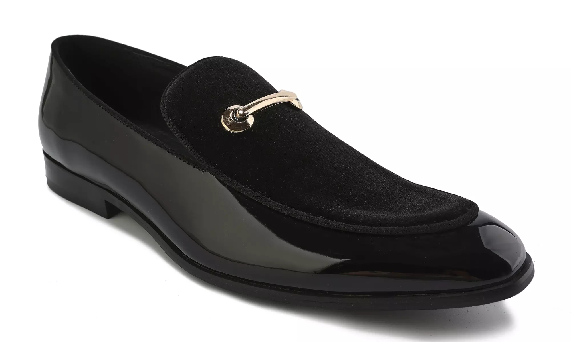 Gino Vitale Velvet & Patent Leather Slip On Dress Loafer