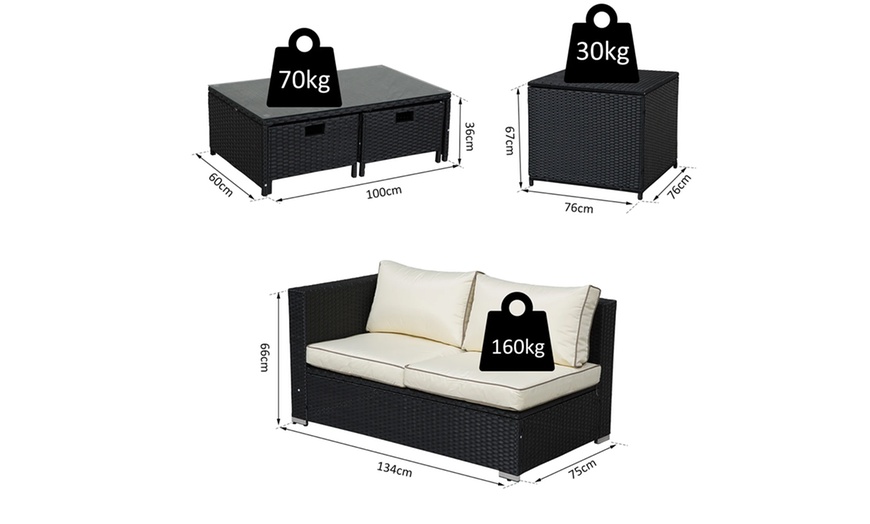 Image 7: Outsunny Four-Piece Rattan-Effect Outdoor Furniture Set