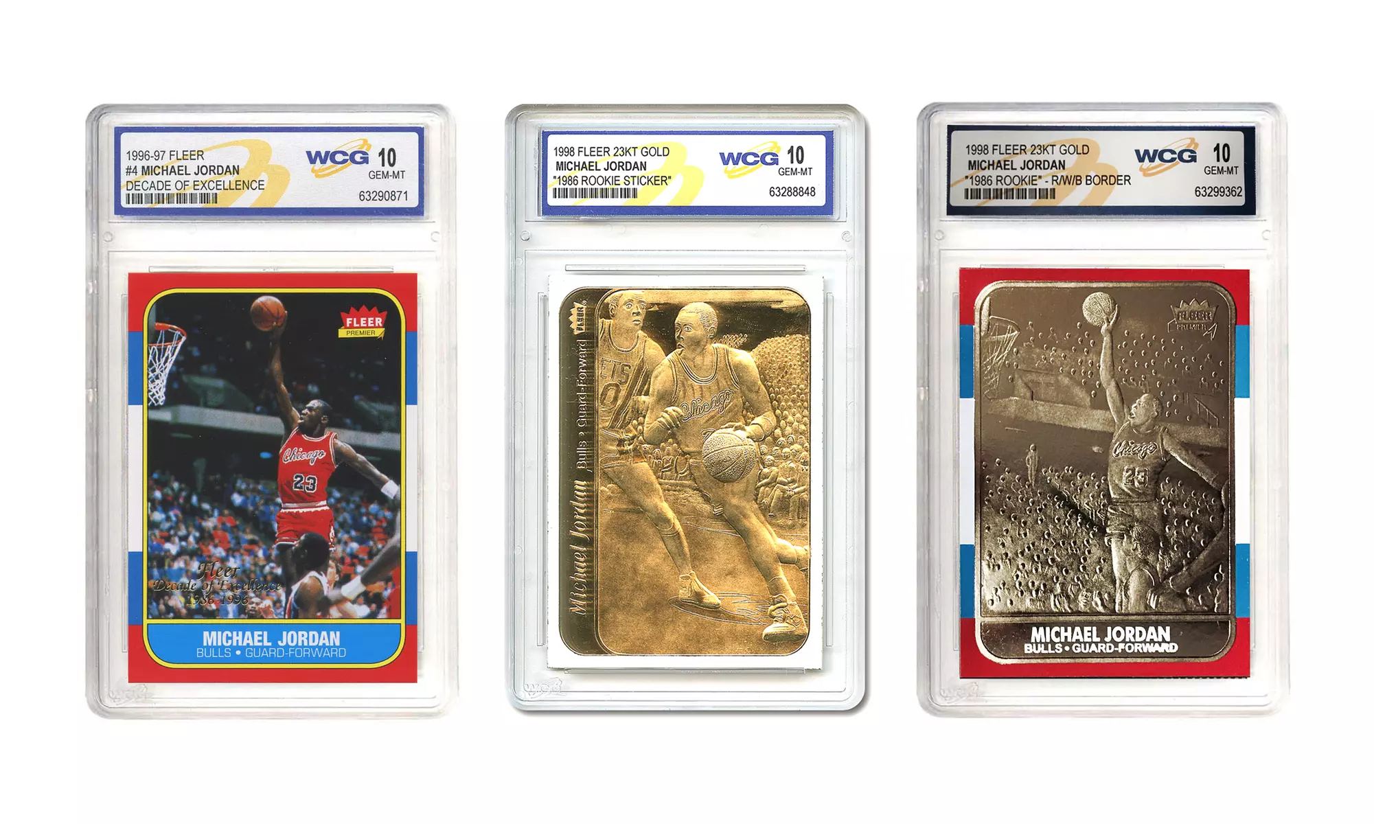 Michael Jordan Fleer NBA Rookie Cards - Graded Gem Mint 10 (3-Pack)  - Primary Image