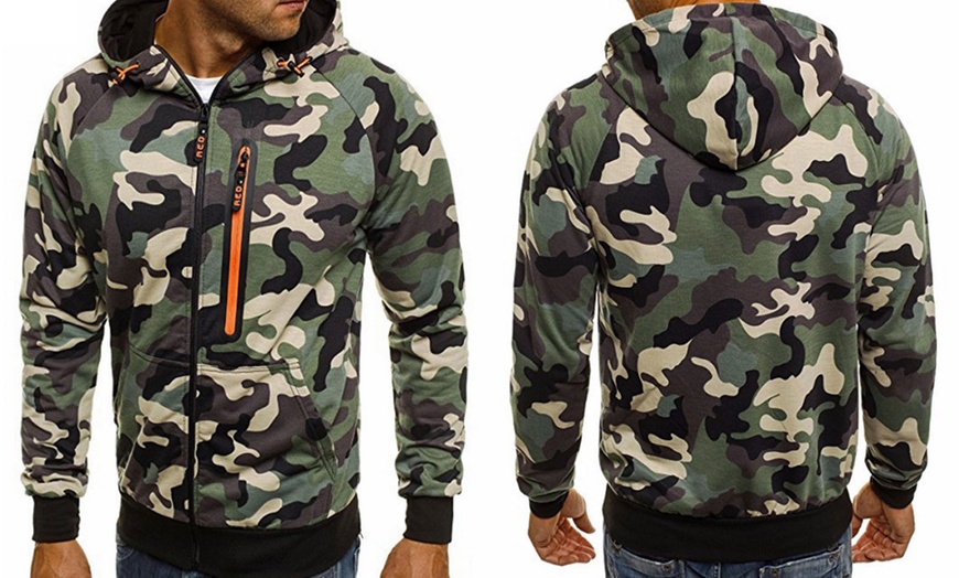 Image 3: Men's Zip Camo Hoodie