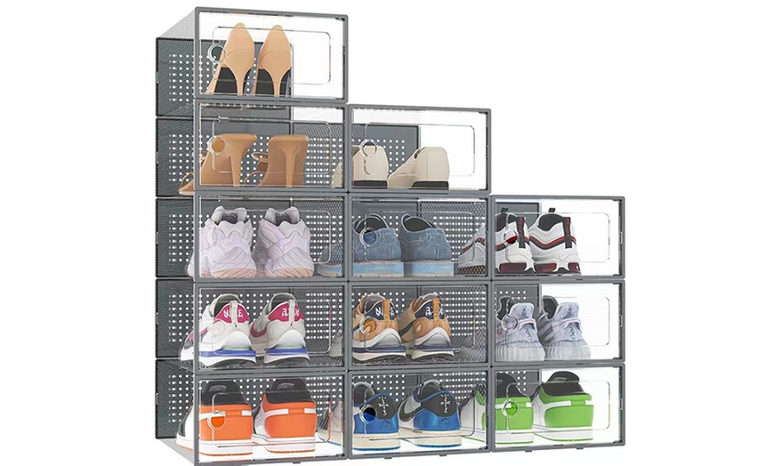 Image 1: Stackable Shoe Storage Box Organiser