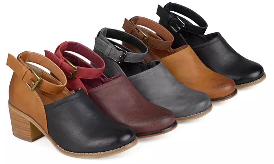 Journee Collection Women's Ankle-Strap Wood-Stacked Heel Clogs - Primary Image