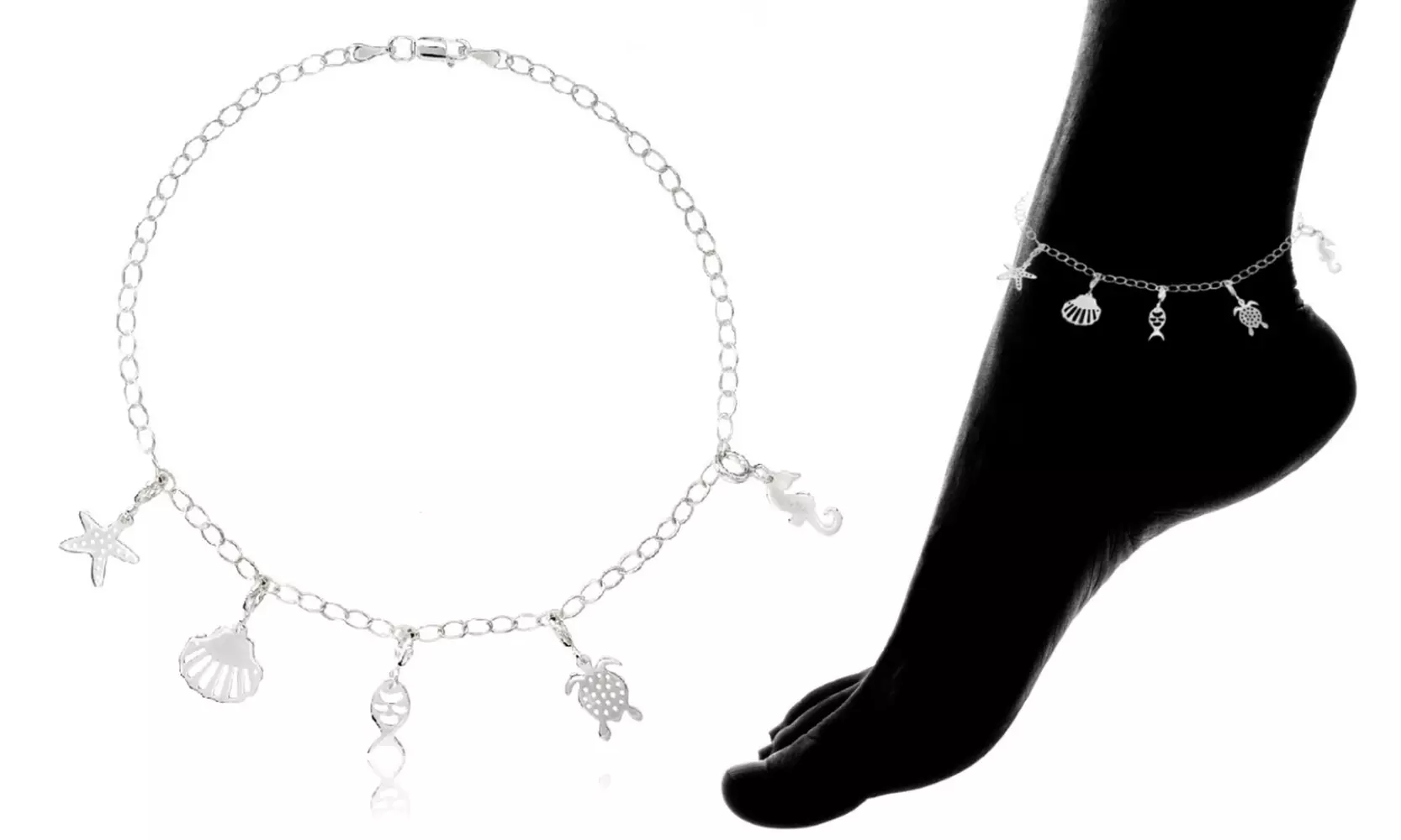 Italian Interchangeable Charm Anklet Bracelet in Sterling Silver by Nina & Grace - Primary Image