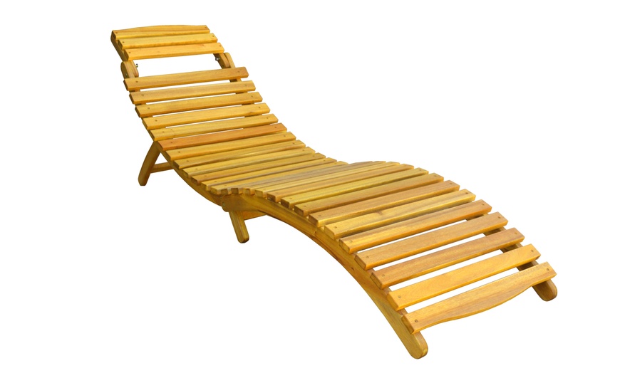 Image 7: One or Two Acacia Sun Lounger with Cushion