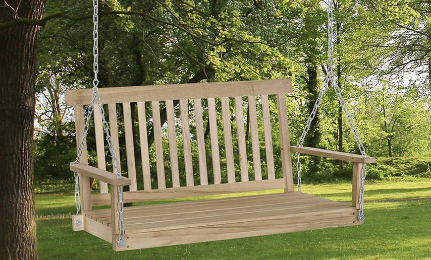 Image 6: Outsunny Outdoor Hanging Swing Bench