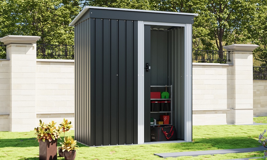 Image 1: 5ft x 3ft Charcoal Black Steel Storage Shed