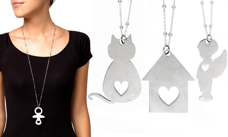 Collana con ciondolo in acciaio, disponibile in vari modelli