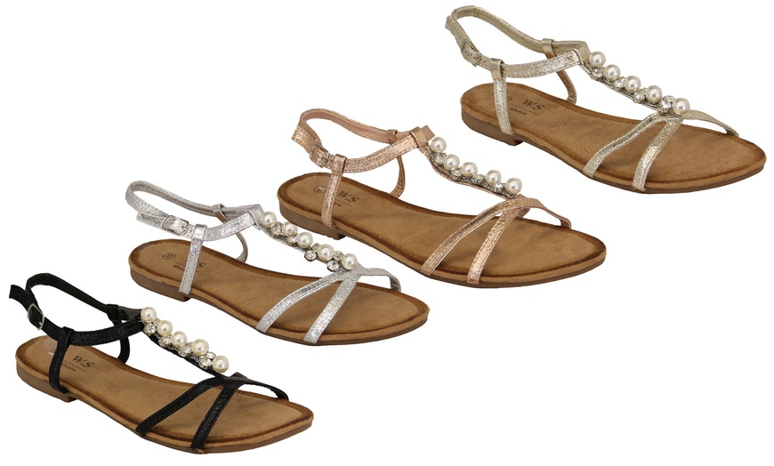 Image 1: Women's Diamante Sandals