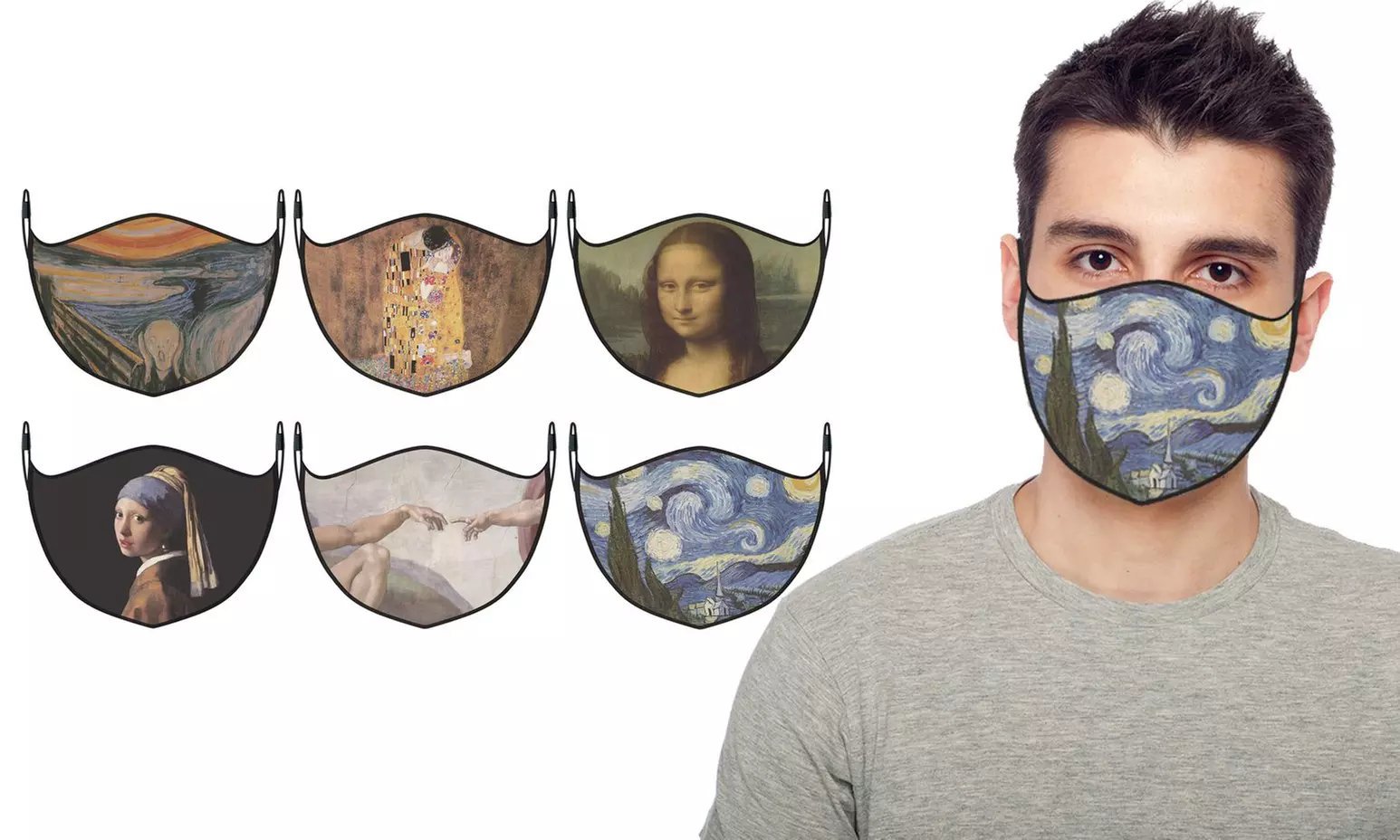 Famous Art Paintings Reusable & Washable 2-Layer Non-Medical Face Mask (3-Pack) - Primary Image