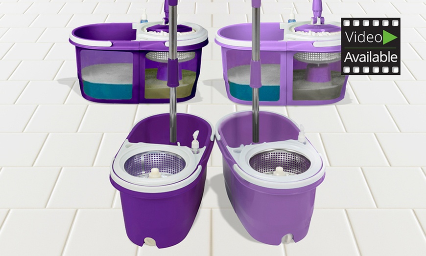 Image 1: Purple Dual Spin Mop