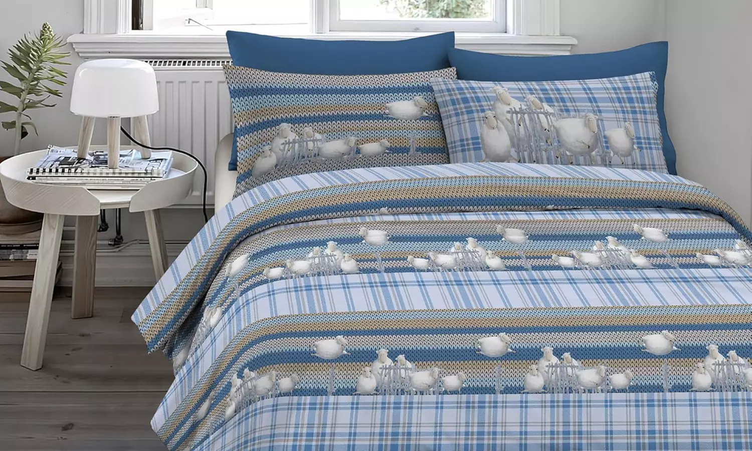 Juego de funda nórdica de franela 100 % algodón con fundas de almohada