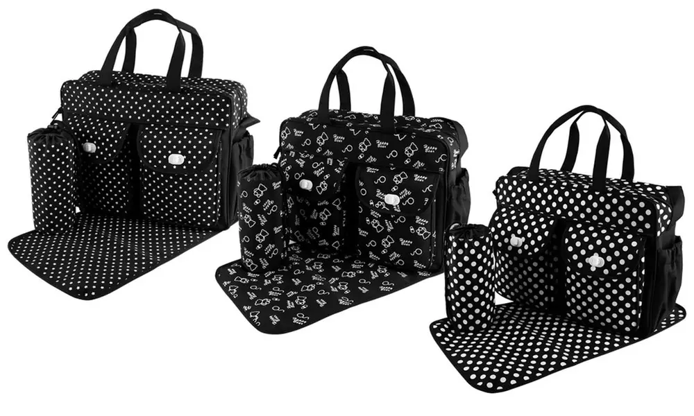 Fashion Diaper Tote Bag Set with Bottle Bag and Changing Pad - Primary Image