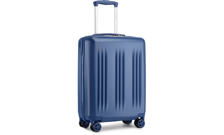 Image 19: One- or Three-Piece Sleek Striped Expandable ABS and PC Suitcases