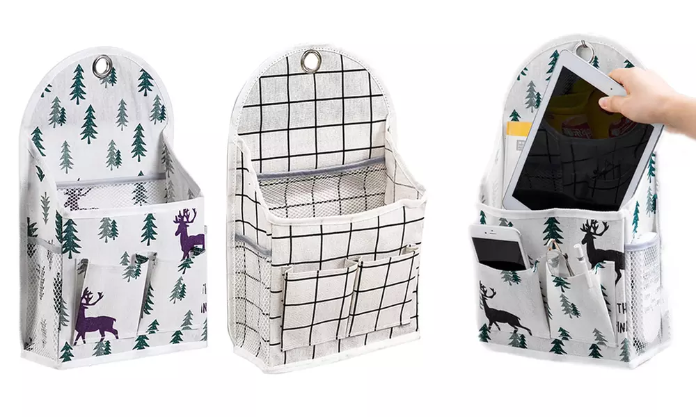 1 o 2 borse portaoggetti da parete con ganci, disponibili in 2 fantasie - Primary Image