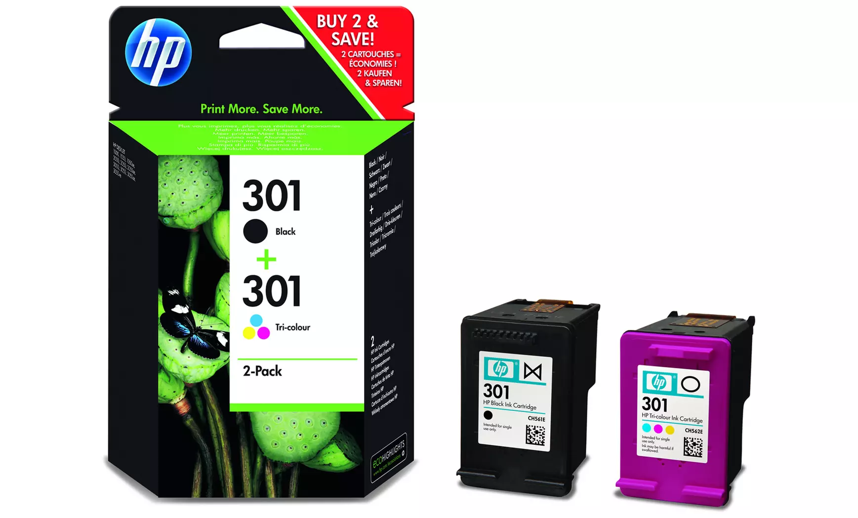 Variété de cartouches d'encre compatibles avec imprimantes HP, livraison gratuite - Primary Image