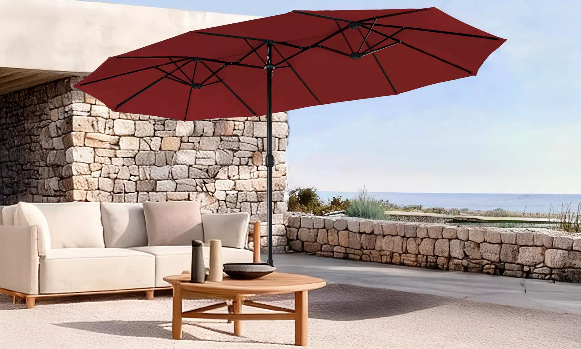 Mountview 380cm Double-Sided Patio Parasol Umbrella