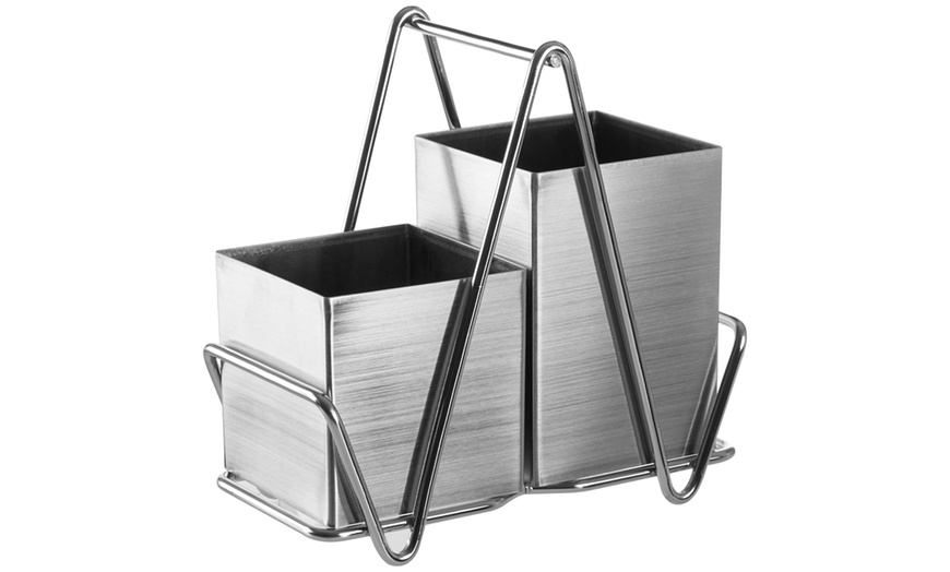 Image 3: Two-Compartment Cutlery Caddy