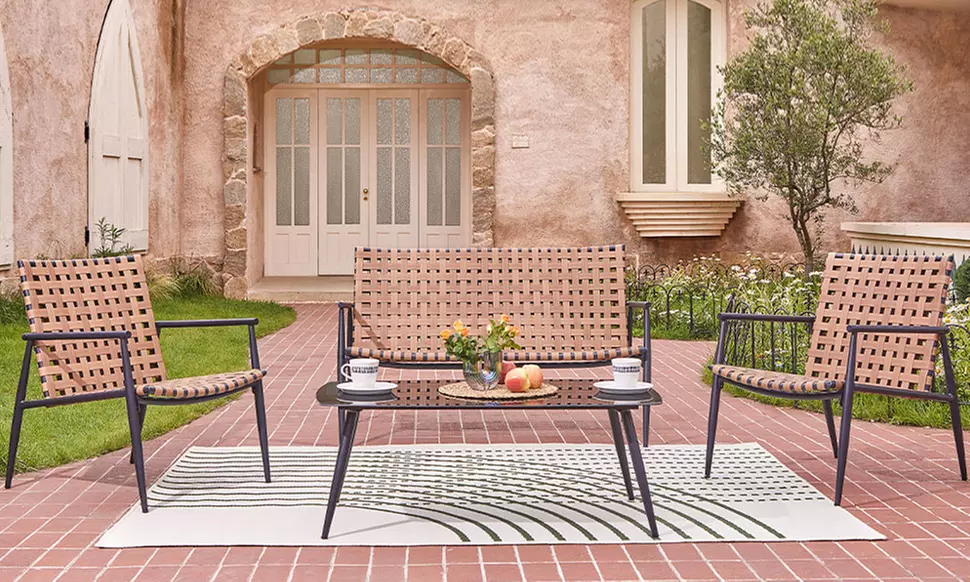 Salotto da giardino a 4 posti con 2 sedie e divanetto Bakaji, con spedizione gratuita - Primary Image