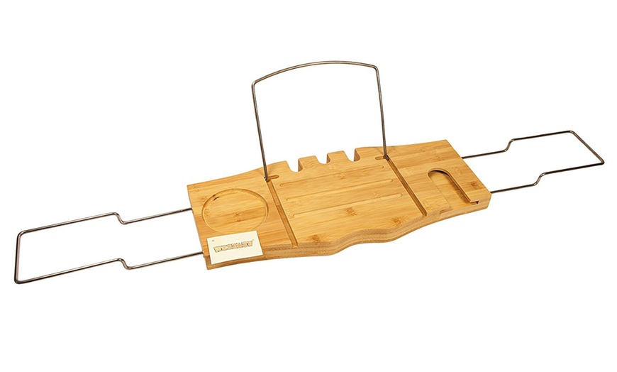 Image 2: Expandable Bamboo Caddy with Rack