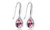 Paris Jewlry 14k White Gold Plated Created Pink Sapphire Teardrop Earrings