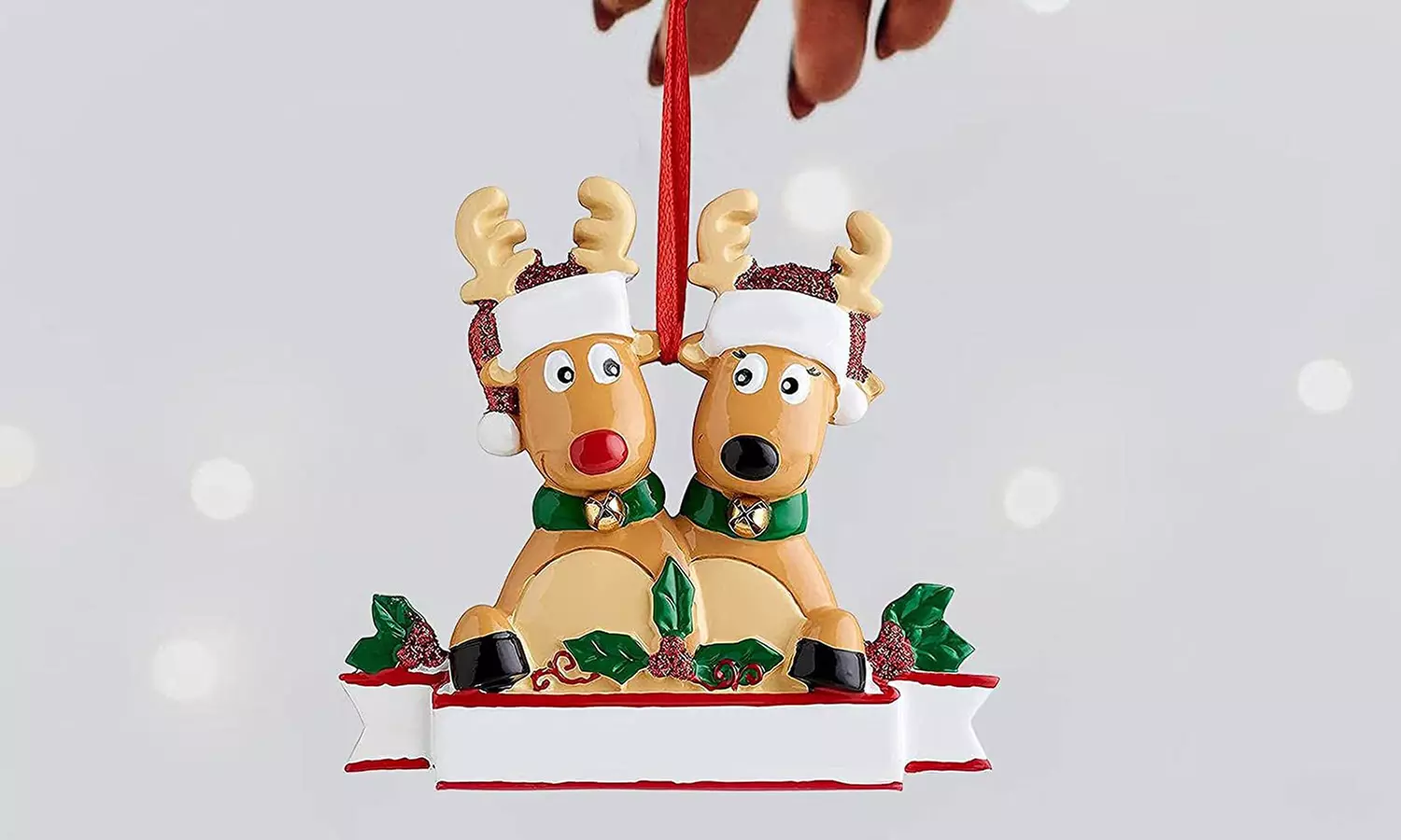 1, 2 o 3 set di ornamenti natalizi con design di una famiglia di renne