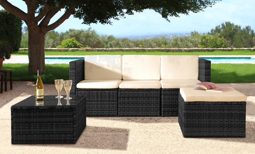 Image 2: Mustique Rattan Effect Sofa and Table Set