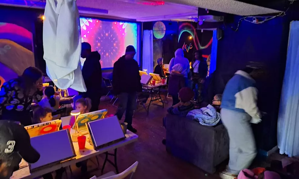 Up to 54% Off NEON Blacklight Paint & Sip at Oblivion Art House