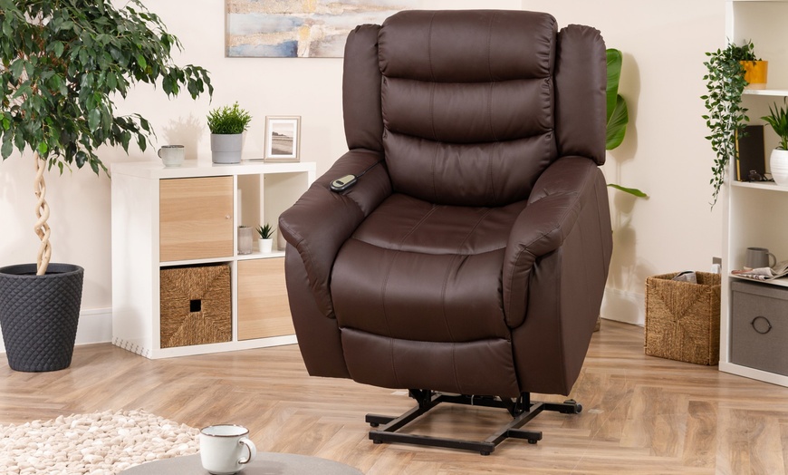 Image 1: Carmona Lift-Assist Electric Riser Recliner with Massage and Heat